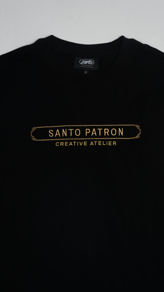 Santo Patrón Golden Chain Box Logo Tee santopatron.clothing